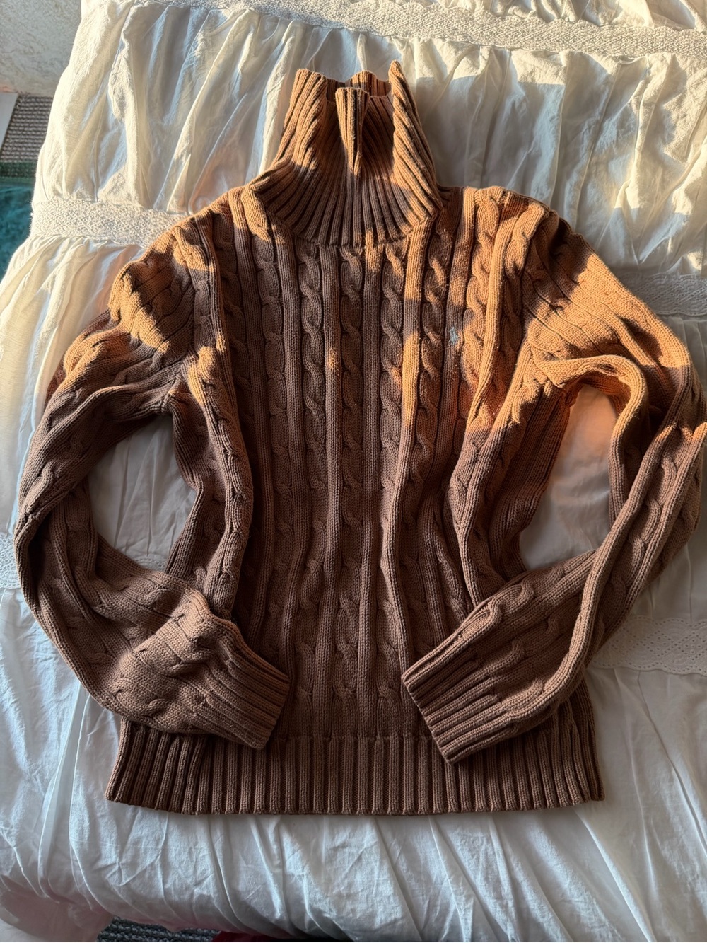 Ralph Lauren Brown Cable Knit Turtleneck